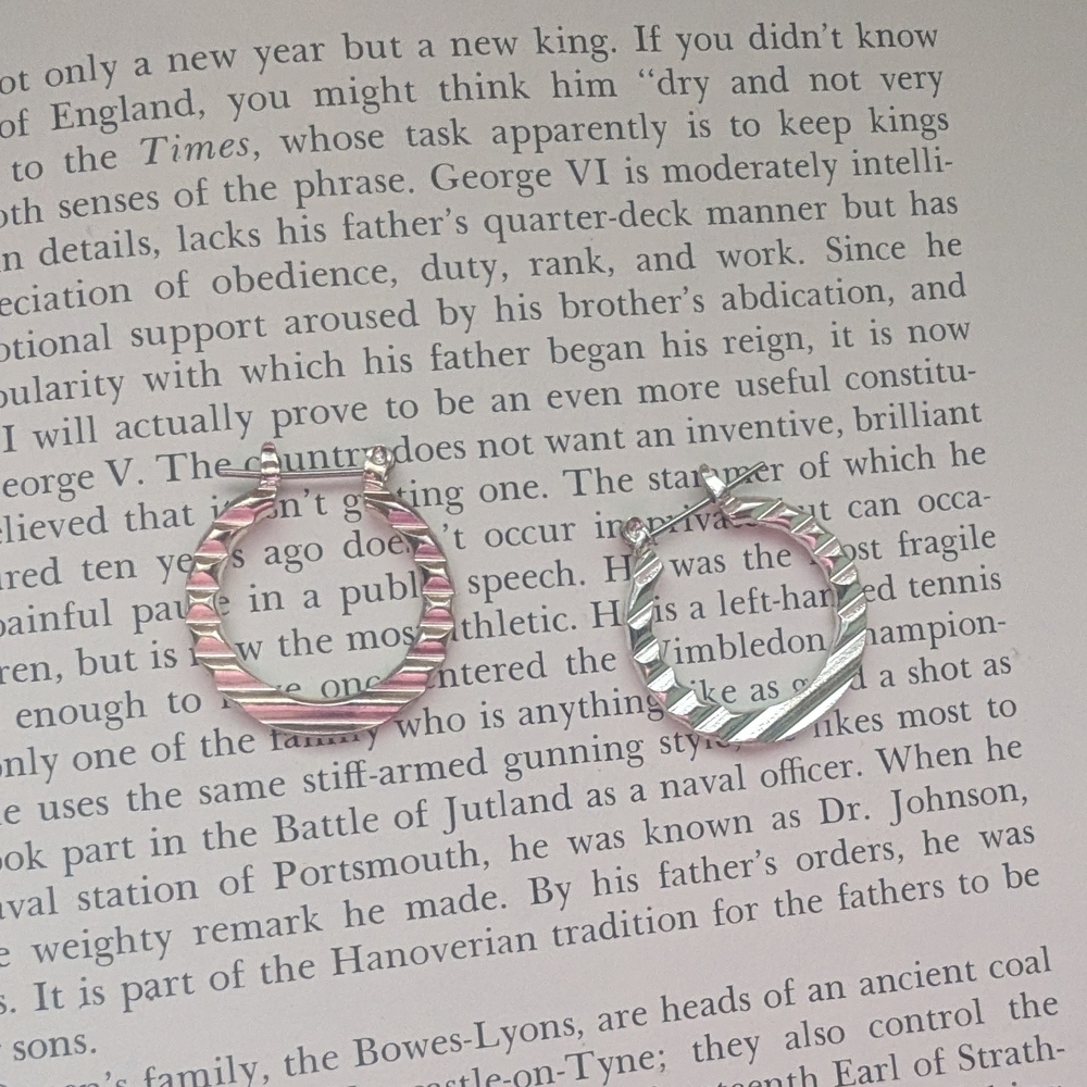 Striped Silver Hoop Earrings